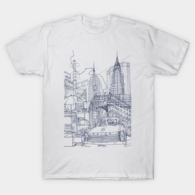 New York! (Blue) T-Shirt by davidbushell82